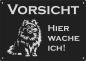 Preview: Aluminium Warnschild Pomeranian VORSICHT Hier wache ich!